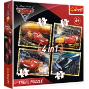 Trefl, Puzzle 4w1: Auta 3 - Gotowi do wyścigu (34276)