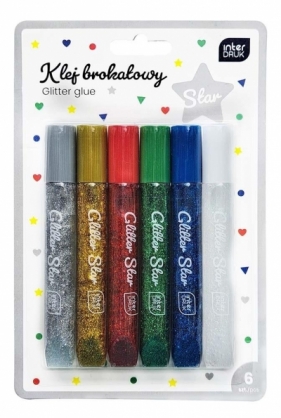 Klej do dekoracji brokatowy - Star, 6 kol.