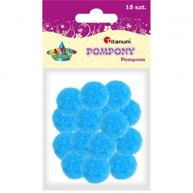 Pompony dekoracyjne, 15 szt. - niebieski jasny (352532)