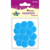 Pompony dekoracyjne, 15 szt. - niebieski jasny (352532)