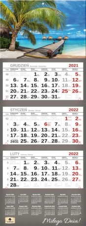 Kalendarz 2022 trójdzielny Premium Tropik
