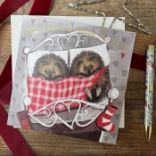 Karnet Święta kwadrat Jeże pod kocem