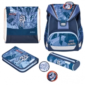 Herlitz, Zestaw Ultralight Plus Techmed: tornister, worek na buty, piórnik rozkładany, piórnik tuba