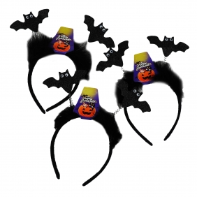 Piórkowa opaska do włosów na Halloween - Nietoperze, 1 szt.
