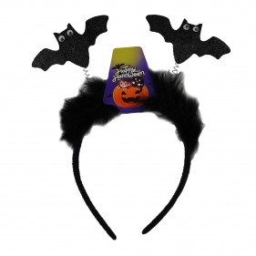 Piórkowa opaska do włosów na Halloween - Nietoperze, 1 szt.