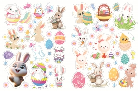 Duże naklejki. Książka do kolorowania i uzupełniania. Wielkanoc Zajączki - Opracowanie zbiorowe