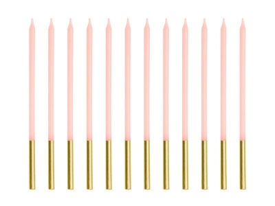 Świeczki urodzinowe gładkie różowe 14cm 12szt