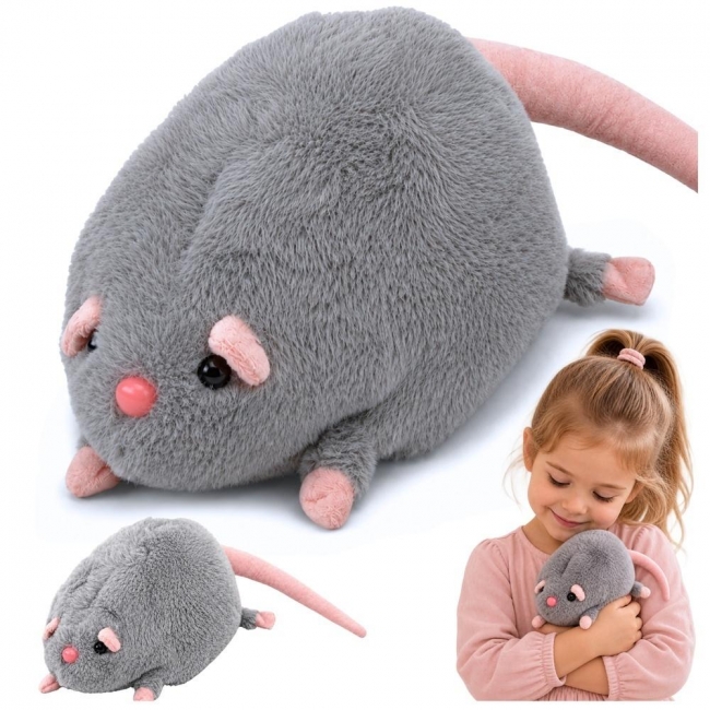 Szczur pluszowy z długim ogonem szary 40cm