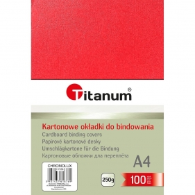 Kartonowe okładki do bindowania Titanum błyszczący, chromolux A4 - czerwony (117256)