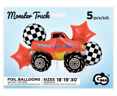 Balony foliowe zestaw Monster Truck 5szt