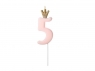 Świeczka urodzinowa 5 jasny różowy 9,5cm