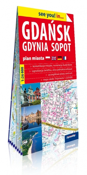 Gdańsk, Gdynia, Sopot papierowy plan miasta 1:26 000