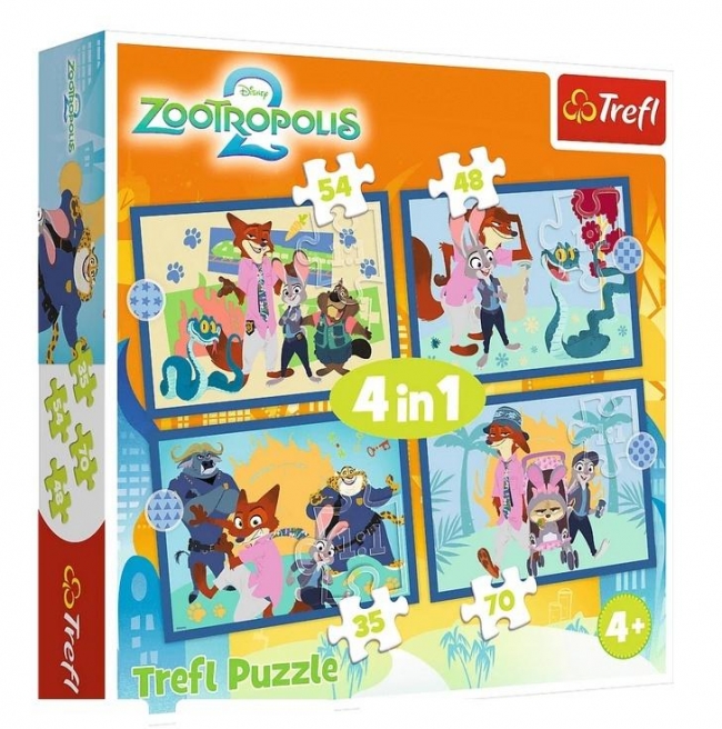 <img src='https://webimage.pl/pics/770/6/d5900511346770.jpg' style='height:440px' /> Puzzle 4w1 Zootopia pełna przygód TREFL