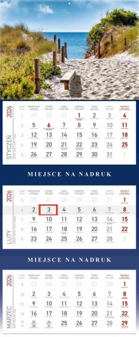Kalendarz 2026 trójdzielny - Morze