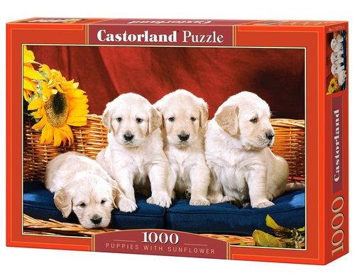 Puzzle Puppies With Sunflower 1000 elementów (101771)