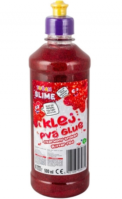 Tuban Slime, Klej brokatowy czerwony PVA 500ml (TU3477)