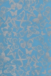 Papiery ozdobne Silver motyle - błękitne 20x29 cm 10 arkuszy