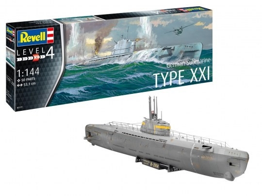 Model plastikowy niemiecka łódź podwodna TYP XXI 1/144 (05177)
