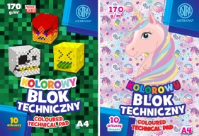 Blok kolorowy techniczny ASTRAPAP A4/10k - "Pixel&Unicorn", 10 sztuk