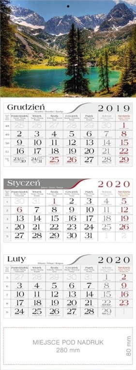 Kalendarz 2020 Trójdzielny Jezioro CRUX