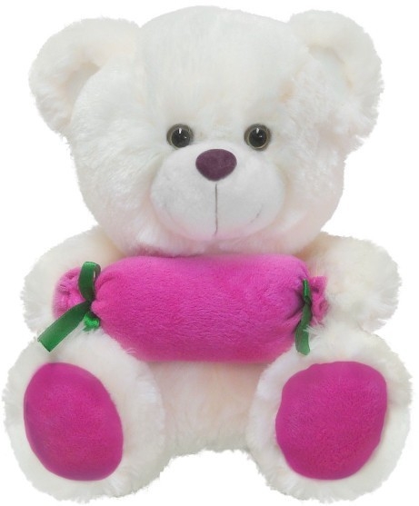 Miś 24 cm z cukierkiem różowy (12795)