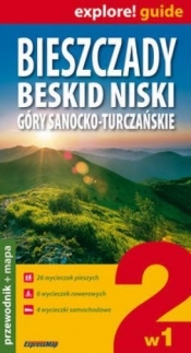 Bieszczady, Beskid Niski, Góry Sanocko-Turczańskie 2 w 1- przewodnik + mapy - <br />