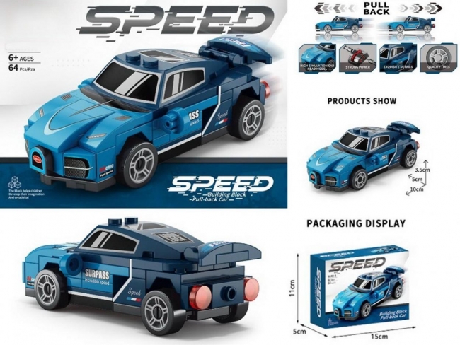 Klocki samochód pull back 64el