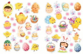 Duże naklejki. Książka do kolorowania i uzupełniania. Wielkanoc Kurczaki - Opracowanie zbiorowe