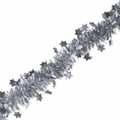 Łańcuch z gwiazdkami/ śnieżynkami srebrny 200cm