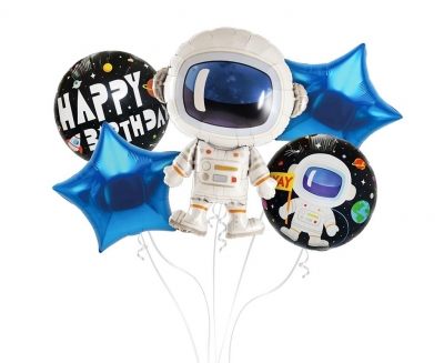 Balony foliowe zestaw Kosmos, Happy Birthday 5szt