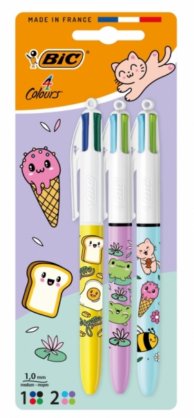 Długopis BIC 4 Colours Kawai blister 3szt.mix wzorów