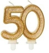Świeczka urodzinowa 50 złoty brokat