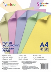 Papier kolorowy Gimboo A4 5 kolorów - 100 sztuk (14110115-99)