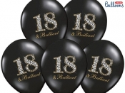 Balon gumowy Partydeco gumowy czarny z nadrukiem liczby 18 30 cm/6 sztuk czarna 300 mm (SB14P-136-010-6)
