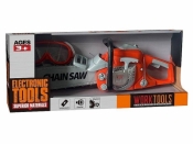 Piła na baterie z goglami ochronnymi