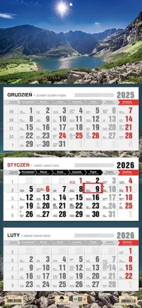 Kalendarz 2026 trójdzielny płaska główka - Staw