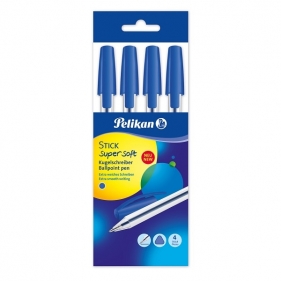 Długopisy Pelikan Stick Super Soft, 4 szt. - niebieski (805782)