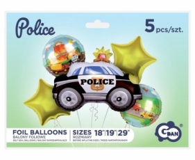 Balony foliowe zestaw Policja 5 szt