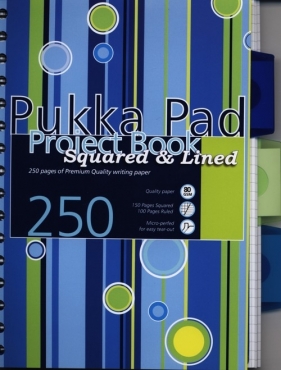 Kołozeszyt A5 Pukka Pad Stripe w kratkę i linie 250 stron