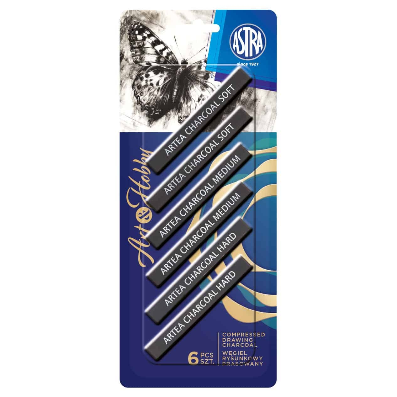 Zestaw węgli prasowanych 12 sztuk czarny - 4x medium, 4x soft, 4x hard