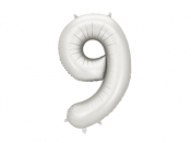 Balon foliowy cyfra 9 86cm srebrny