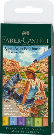 Faber-Castell, pisaki artystyczne Pitt Artist Pen: Summer vibes, 6 szt. (167178 FC)