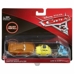 CARS 3 Dwupak Lightning McQueen as Chester Whipplefilter, Luigi & Guido with Cloth Die-Cast Vehicle (DXV99/DXW00)