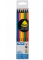 Kredki ołówkowe Milan FLUO 531 trójkątne, 6 kolorów w przezroczystym opakowaniu (0752306)