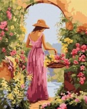Malowanie po numerach - Dziewczyna z kwiatami