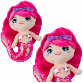 Syrenka pluszowa z ogonem w cekiny różowa 28cm