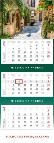 Kalendarz 2026 trójdzielny TOSKANIA