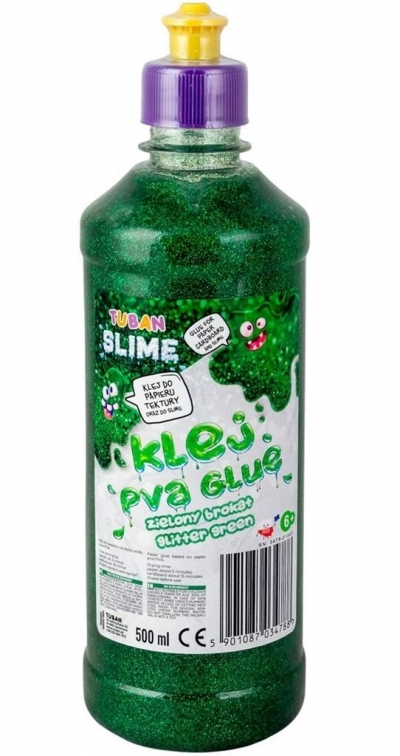 Tuban Slime, Klej brokatowy zielony PVA 500ml (TU3478)