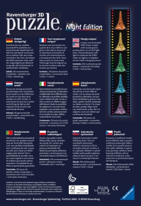 Ravensburger, Puzzle 3D: Wieża Eiffla nocą (125791)