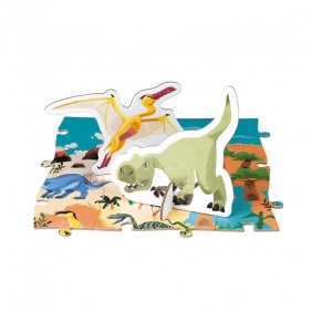 Janod, Puzzle edukacyjne z figurkami 3D, 200 elementów: Dinozaury (J02679)
